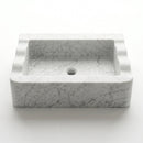 Carrara White Marble Wavy Edges Rectangular Wall Mount Sink - 16"x24"x6" - Honed