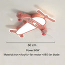 Cartoon aircraft ceiling fan blue & yellow light for bedroom