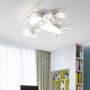 Cartoon aircraft ceiling fan blue & yellow light for bedroom