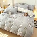 Cartoon animal print gray bedding set bedroom duvet cover and sheet