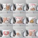 Cartoon animal printed pillowcase white & pink bedroom cushion cover
