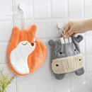 Cartoon animals coral velvet hand towel orange & gray bathroom decor