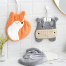 Cartoon animals coral velvet hand towel orange & gray bathroom decor