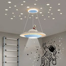 Cartoon astronaut chandelier ufo white & blue pendant light bedroom