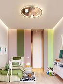 Cartoon astronaut circular ceiling lamp kids bedroom space lighting