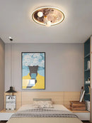 Cartoon astronaut circular ceiling lamp kids bedroom space lighting