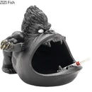 Cartoon black gorilla ceramic ashtray living room animal decor