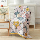 Cartoon cat and rabbit cotton gauze bath towel for bedroom and nursery
