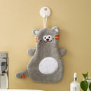 Cartoon cat coral velvet hand towels gray & pink bathroom decor