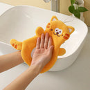 Cartoon cat coral velvet hand towels gray & pink bathroom decor