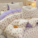 Cartoon cat floral pink cotton duvet set bedroom bedding