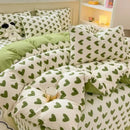 Cartoon cat pink floral cotton duvet cover set bedroom bedding