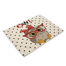 Cartoon cute owl animal dining table placemats set of 6 kitchen mats