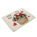 Cartoon cute owl animal dining table placemats set of 6 kitchen mats