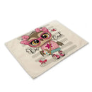 Cartoon cute owl animal dining table placemats set of 6 kitchen mats