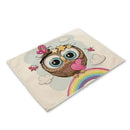 Cartoon cute owl animal dining table placemats set of 6 kitchen mats