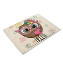 Cartoon cute owl animal dining table placemats set of 6 kitchen mats