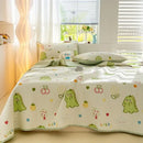 Cartoon dinosaur green quilted bed cover set bedroom cotton mat