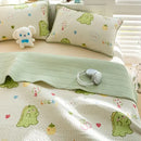 Cartoon dinosaur green quilted bed cover set bedroom cotton mat