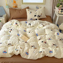 Cartoon dog and cupcake cream cotton fitted sheet set bedroom bedding