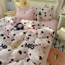 Cartoon dog and cupcake cream cotton fitted sheet set bedroom bedding