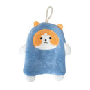 Cartoon dog coral velvet hand towels gray & white bathroom glove