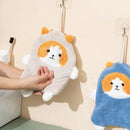 Cartoon dog coral velvet hand towels gray & white bathroom glove