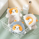 Cartoon dog coral velvet hand towels gray & white bathroom glove