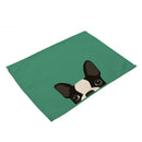 Cartoon dog pattern cotton linen table mats dining room set of 4