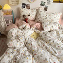 Cartoon dog printed cream comforter bedding set for bedroom