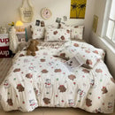 Cartoon dog printed cream comforter bedding set for bedroom