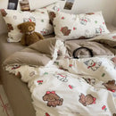 Cartoon dog printed cream comforter bedding set for bedroom