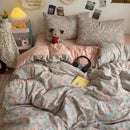 Cartoon dog printed cream comforter bedding set for bedroom