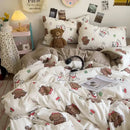 Cartoon dog printed cream comforter bedding set for bedroom