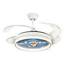 Cartoon doraemon white ceiling fan light bedroom smart remote control