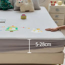 Cartoon embroidered fitted sheet light gray bedroom mattress pad