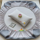 Cartoon embroidered fitted sheet light gray bedroom mattress pad