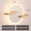 Cartoon figurine led wall lamp for bedroom with wooden shelf