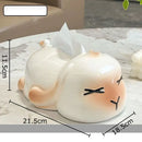 DecorBites™ Cartoon Ginger Cat Ceramic Tissue Box - Creative Desk Decoration & Paper Towel Case