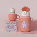 Cartoon green & purple frog stainless steel thermal water bottle kitchen