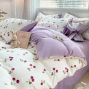 DecorBites™ Cartoon Heart Floral Print Duvet Set with Bed Sheet & Pillowcases