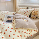 DecorBites™ Cartoon Heart Floral Print Duvet Set with Bed Sheet & Pillowcases