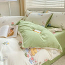 DecorBites™ Cartoon Heart Floral Print Duvet Set with Bed Sheet & Pillowcases