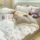 DecorBites™ Cartoon Heart Floral Print Duvet Set with Bed Sheet & Pillowcases