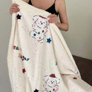 Cartoon lamb wool blanket pink floral bedroom sofa cover