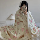 Cartoon lamb wool blanket pink floral bedroom sofa cover