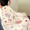 Cartoon lamb wool blanket pink floral bedroom sofa cover