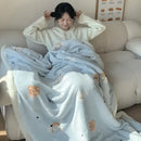 Cartoon lamb wool blanket pink floral bedroom sofa cover