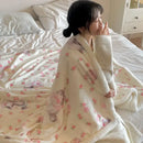 Cartoon lamb wool blanket pink floral bedroom sofa cover