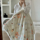 Cartoon lamb wool blanket pink floral bedroom sofa cover